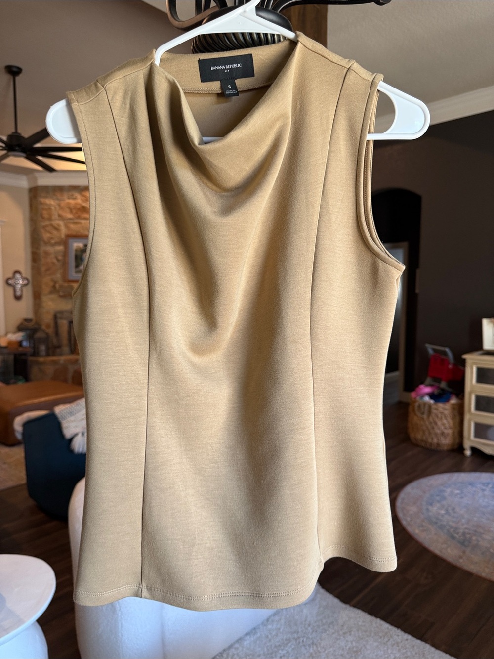 Banana Republic Sleeveless Cowl Neck scuba knit Camisole in Camel